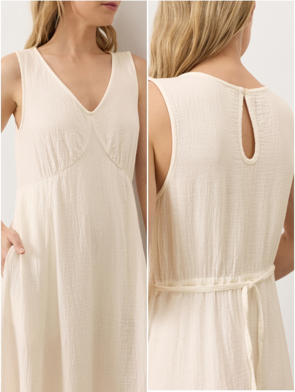 NEW Pact Organic Coastal Double Gauze Beach To Brunch Maxi Dress - Cream MEDIUM - Picture 5 of 5